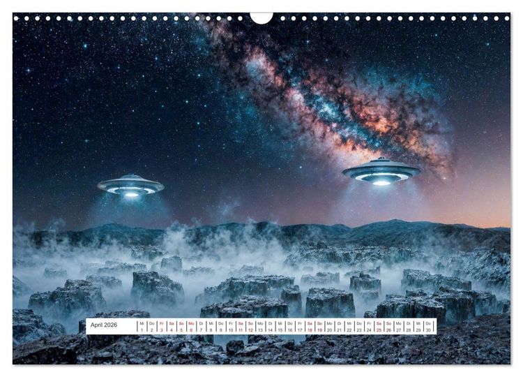 Produktbild: Fliegende Untertasse - Die gro&szlig;e Fantasiereise (Wandkalender 2026 DIN A3 quer), CALVENDO Monatskalender