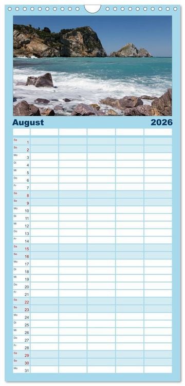 Produktbild: Familienplaner 2026 - Al&oacute;nnisos, Ski&aacute;thos, Sk&oacute;pelos mit 5 Spalten (Wandkalender, 21 x 45 cm) CALVENDO