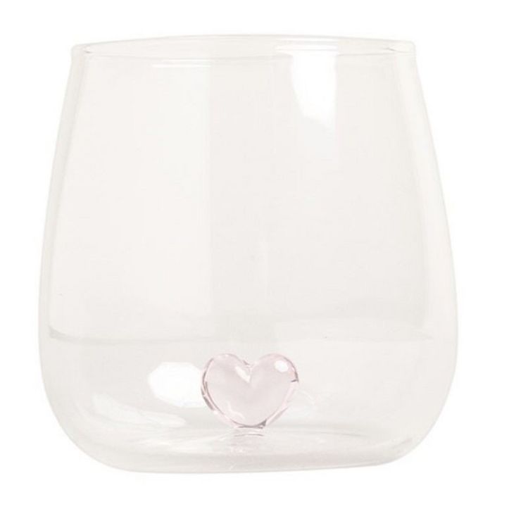 Produktbild: Trinkglas Herzfigur rosa