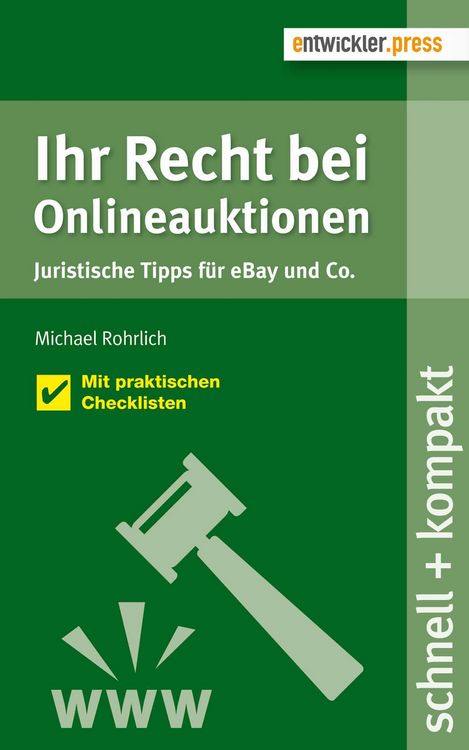 Produktbild: Ihr Recht bei Onlineauktionen. Juristische Tipps f&uuml;r eBay und Co.