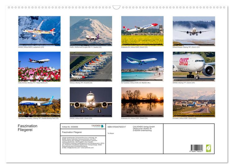 Produktbild: Faszination Fliegerei (Wandkalender 2026 DIN A2 quer), CALVENDO Monatskalender
