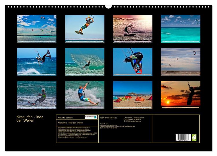 Produktbild: Kitesurfen - &uuml;ber den Wellen (Wandkalender 2026 DIN A2 quer), CALVENDO Monatskalender