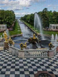 Produktbild: CALVENDO Puzzle Peterhof: Gro&szlig;er See-Kanal und Font&auml;nen-Allee | 1000 Teile Lege-Gr&ouml;&szlig;e 64x48cm Foto-Puzzle f&uuml;r gl&uuml;ckliche Stunden