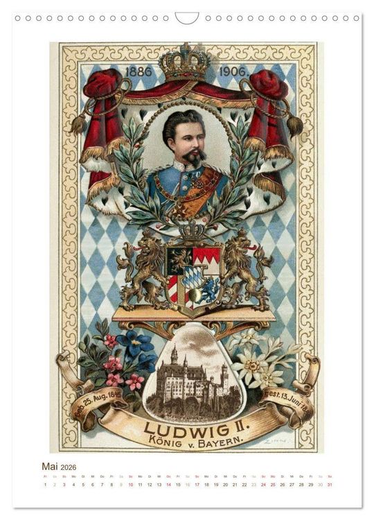 Produktbild: Ludwig II. von Bayern: Historische Illustrationen und Stiche (Wandkalender 2026 DIN A3 hoch), CALVENDO Monatskalender
