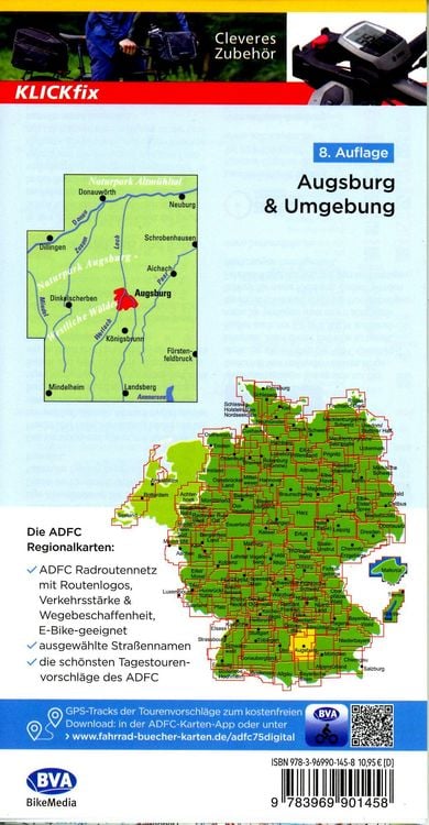 Produktbild: BVA ADFC Regionalkarte Augsburg und Umgebung 1:75.000