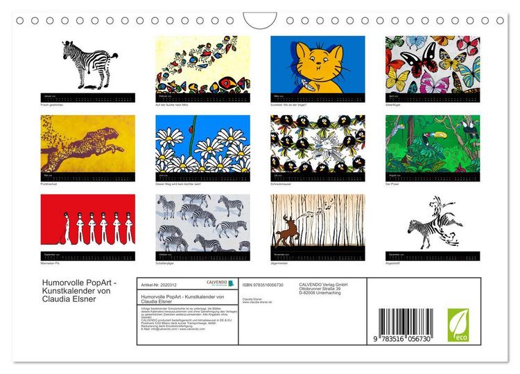 Produktbild: Humorvolle PopArt - Kunstkalender von Claudia Elsner (Wandkalender 2026 DIN A4 quer), CALVENDO Monatskalender