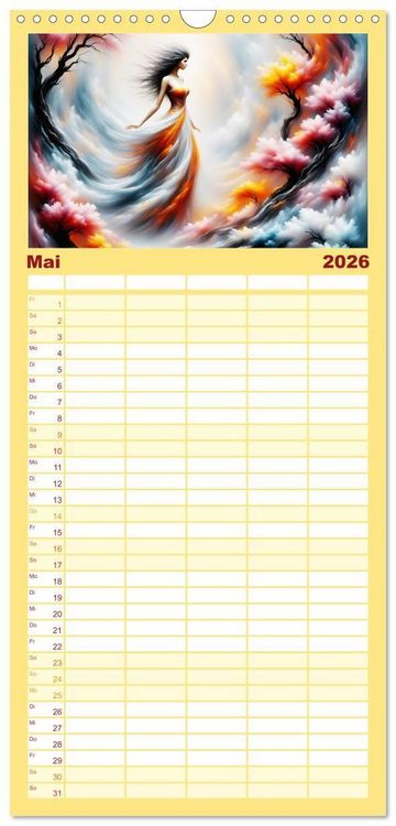 Produktbild: Familienplaner 2026 - Die Magie der Natur Monatsk&ouml;niginnen mit 5 Spalten (Wandkalender, 21 x 45 cm) CALVENDO