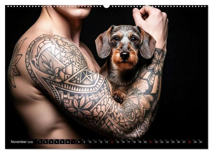 Produktbild: Coole Typen - Rauhaardackel (Wandkalender 2026 DIN A2 quer), CALVENDO Monatskalender