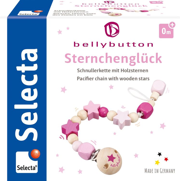 Bild vom Artikel Selecta 64013 - bellybutton, Sternchenglück, Schnullerkette, Holz, rosa, 21 cm vom Autor 