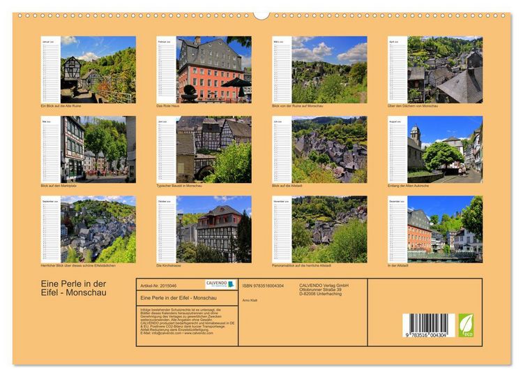 Produktbild: Eine Perle in der Eifel - Monschau (hochwertiger Premium Wandkalender 2026 DIN A2 quer), Kunstdruck in Hochglanz