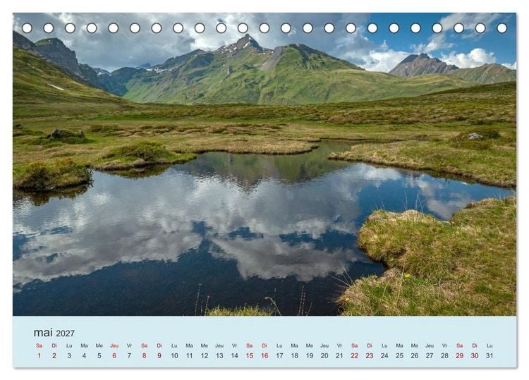 Produktbild: Montagnes, lacs et chalets dans la vall&eacute;e d'Aoste (Calendrier de bureau 2027 DIN A5 vertical), CALVENDO calendrier mensuel