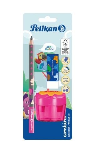 Produktbild: Pelikan Combino Set pink Schreiblernbleistift, Radierer, Anspitzer, 3er Set