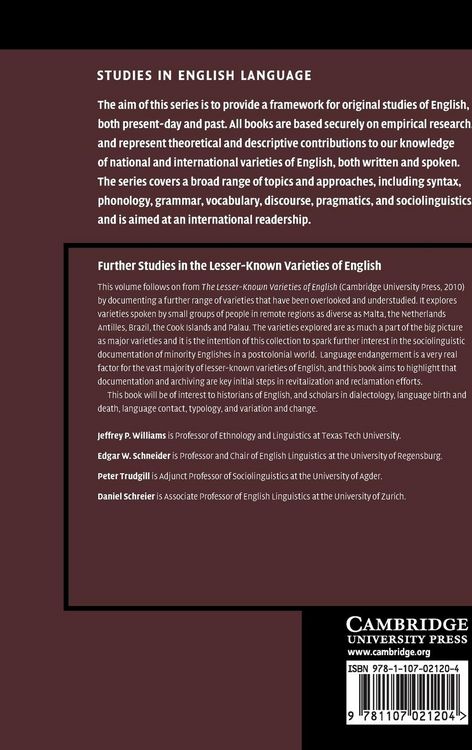 Produktbild: Further Studies in the Lesser-Known Varieties of English