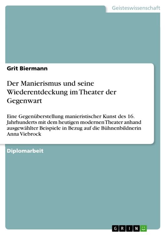 Produktbild: Der Manierismus und seine Wiederentdeckung im Theater der Gegenwart