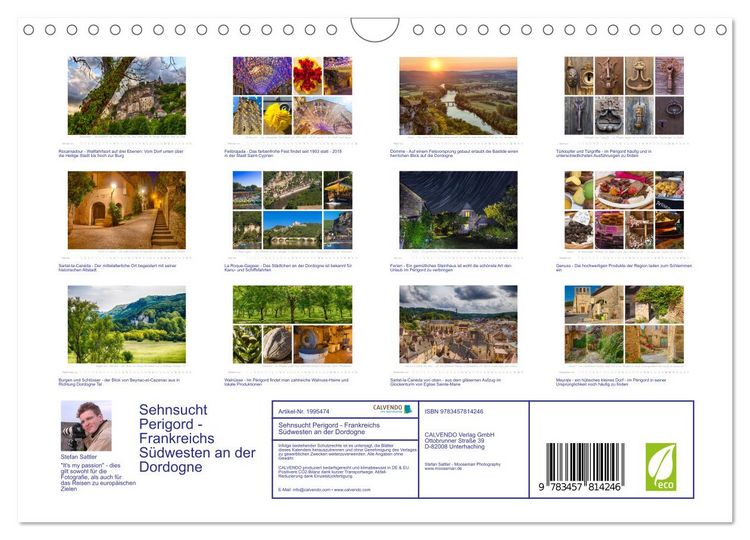 Produktbild: Sehnsucht Perigord - Frankreichs S&uuml;dwesten an der Dordogne (Wandkalender 2026 DIN A4 quer), CALVENDO Monatskalender
