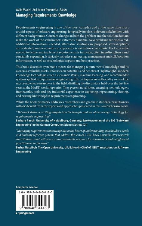 Produktbild: Managing Requirements Knowledge