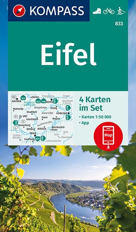 Produktbild: Wanderkarten-Set 833 Eifel (4 Karten) 1:50.000 LZ 2022-2026