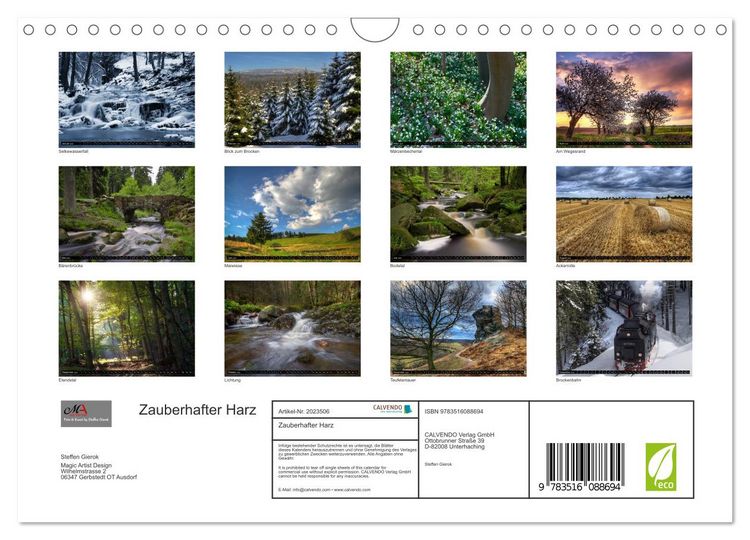 Produktbild: Zauberhafter Harz (Wandkalender 2026 DIN A4 quer), CALVENDO Monatskalender