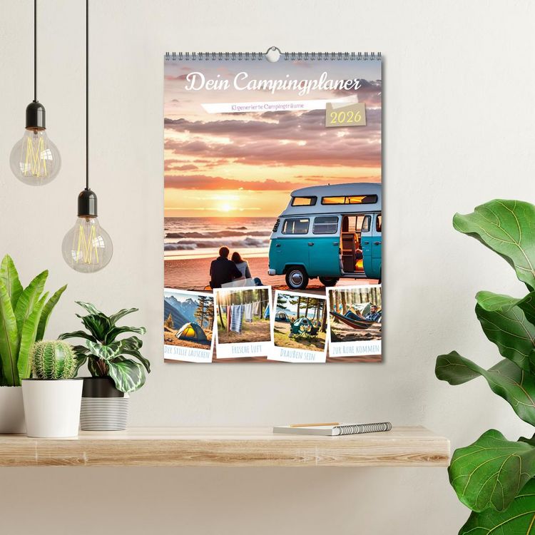 Produktbild: Dein Campingplaner - KI generierte Campingtr&auml;ume (Wandkalender 2026 DIN A3 hoch), CALVENDO Monatskalender
