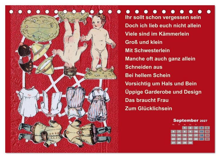 Produktbild: Papierpuppenpoesie (Tischkalender 2027 DIN A5 quer), CALVENDO Monatskalender