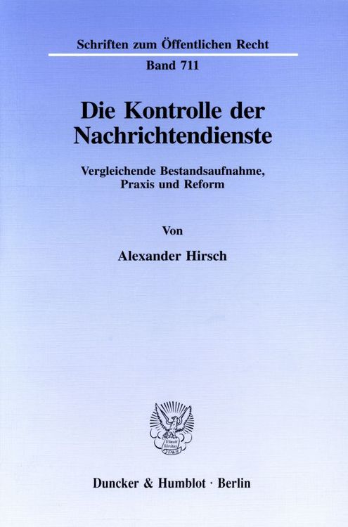 Produktbild: Die Kontrolle der Nachrichtendienste.