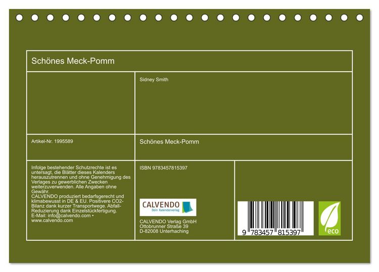 Produktbild: Sch&ouml;nes Meck-Pomm (Tischkalender 2026 DIN A5 quer), CALVENDO Monatskalender