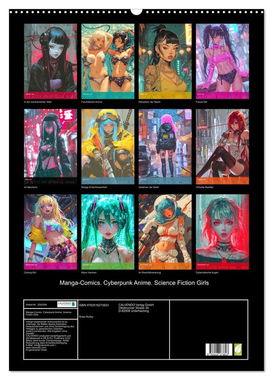 Produktbild: Manga-Comics. Cyberpunk Anime. Science Fiction Girls (Wandkalender 2026 DIN A2 hoch), CALVENDO Monatskalender