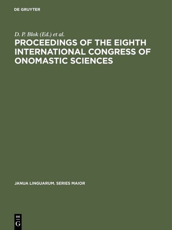 Produktbild: Proceedings of the Eighth International Congress of Onomastic Sciences