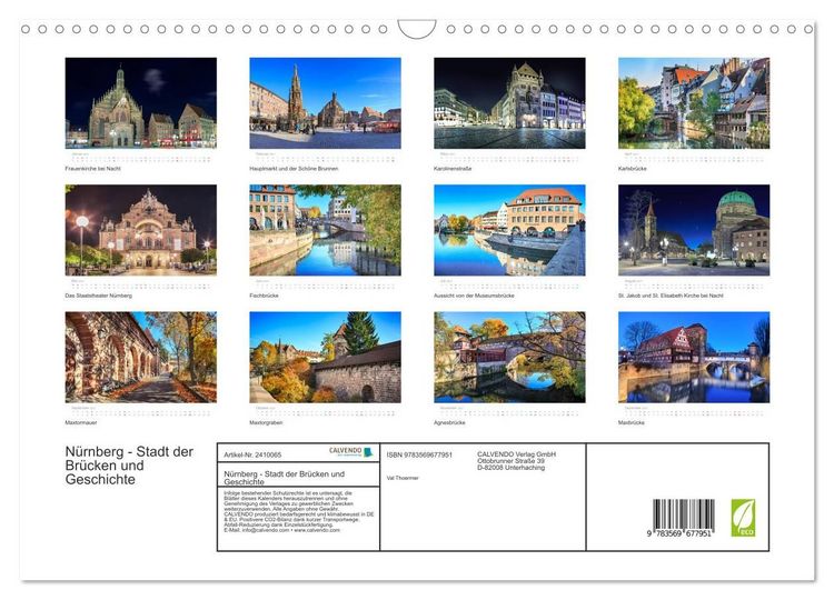 Produktbild: N&uuml;rnberg - Stadt der Br&uuml;cken und Geschichte (Wandkalender 2027 DIN A3 quer), CALVENDO Monatskalender