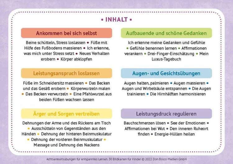 Produktbild: Achtsamkeitsübungen für entspanntes Lernen. 30 Bildkarten für Kinder
