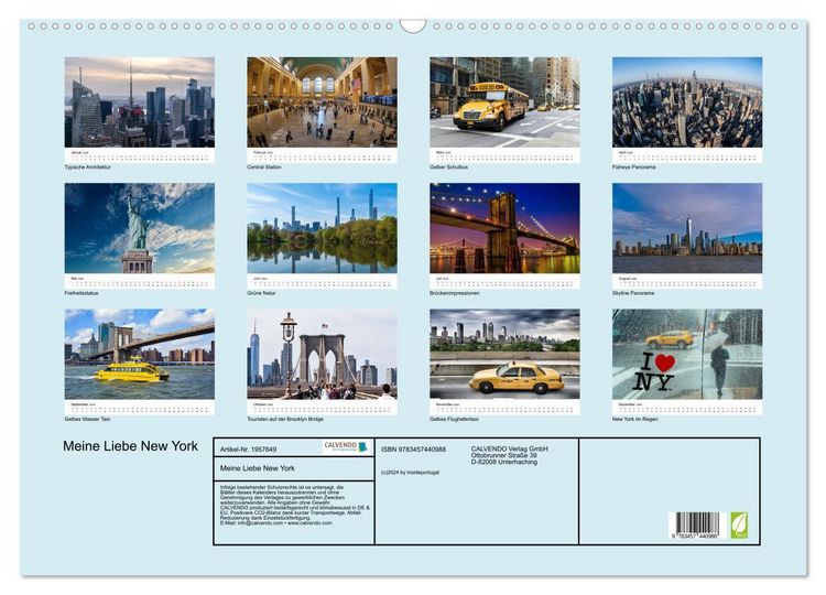 Produktbild: Meine Liebe New York (Wandkalender 2026 DIN A2 quer), CALVENDO Monatskalender
