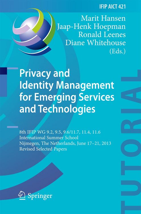 Produktbild: Privacy and Identity Management for Emerging Services and Technologies