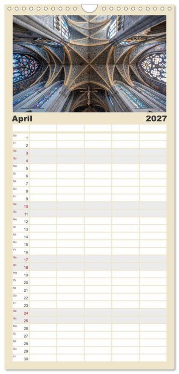 Produktbild: Familienplaner 2027 - Gew&ouml;lbe des Glaubens &ndash; Kirchendecken Europas mit 5 Spalten (Wandkalender, 21 x 45 cm) CALVENDO