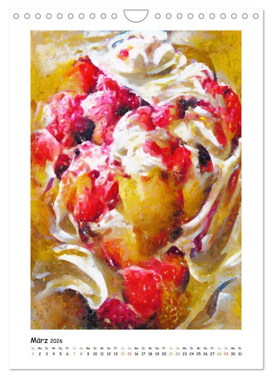 Produktbild: Eisbecher-Tr&auml;ume - Kunstvoll gemalte Eiskreationen in Acryl (Wandkalender 2026 DIN A4 hoch), CALVENDO Monatskalender