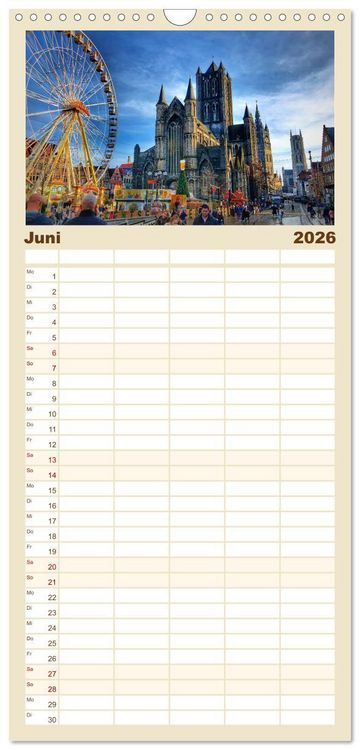 Produktbild: Familienplaner 2026 - Belgien - Bezaubernde Natur und eindrucksvolle St&auml;dte. mit 5 Spalten (Wandkalender, 21 x 45 cm) CALVENDO