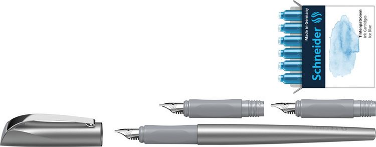 Produktbild: SCHNEIDER&reg; F&uuml;llfederhalter Kalligrafie Callissima Set, anthrazit Tintenpatrone ice blue
