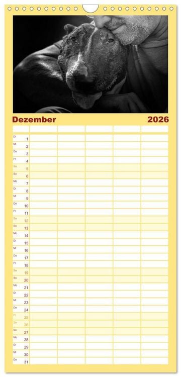 Produktbild: Familienplaner 2026 - Bullterrier mit 5 Spalten (Wandkalender, 21 x 45 cm) CALVENDO