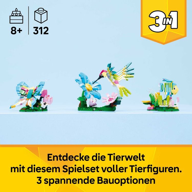 Produktbild: LEGO Creator 3-in-1-Set 31384 Wilde Tiere: Bunter Kolibri, Tierfiguren