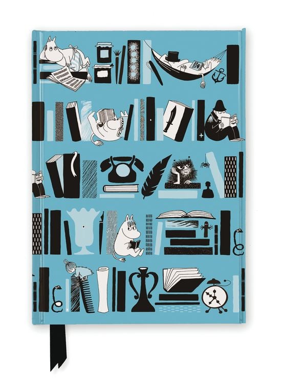 Produktbild: Premium Notizbuch DIN A5: Mumin B&uuml;cherregal, Hellblau