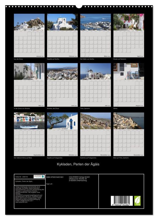 Produktbild: Kykladen, Perlen der &Auml;g&auml;is (hochwertiger Premium Wandkalender 2026 DIN A2 hoch), Kunstdruck in Hochglanz
