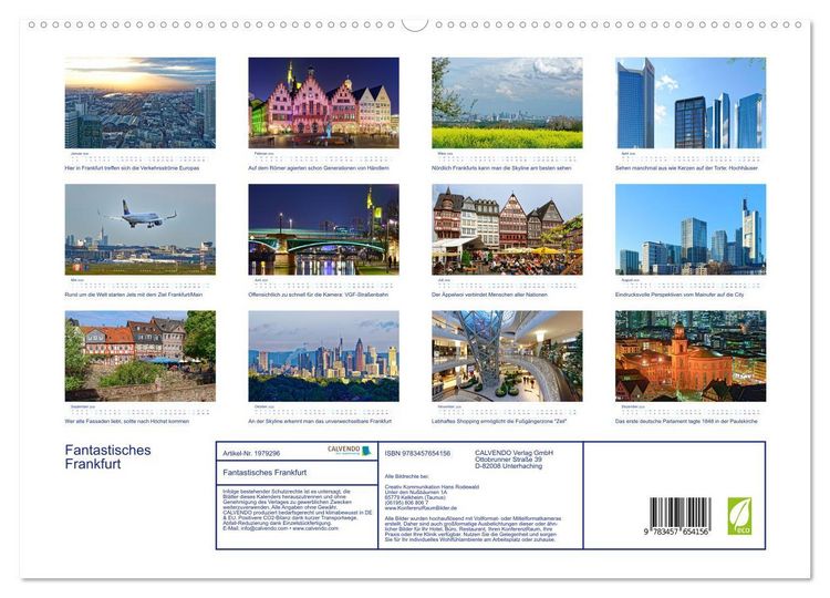 Produktbild: Fantastisches Frankfurt (hochwertiger Premium Wandkalender 2026 DIN A2 quer), Kunstdruck in Hochglanz