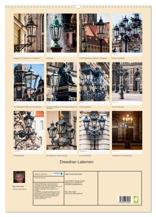 Produktbild: Dresdner Laternen (Wandkalender 2026 DIN A2 hoch), CALVENDO Monatskalender
