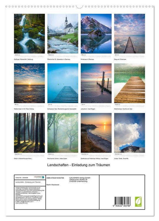 Produktbild: Landschaften - Einladung zum Tr&auml;umen (hochwertiger Premium Wandkalender 2026 DIN A2 hoch), Kunstdruck in Hochglanz