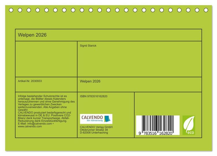 Produktbild: Welpen 2026 (Tischkalender 2026 DIN A5 quer), CALVENDO Monatskalender