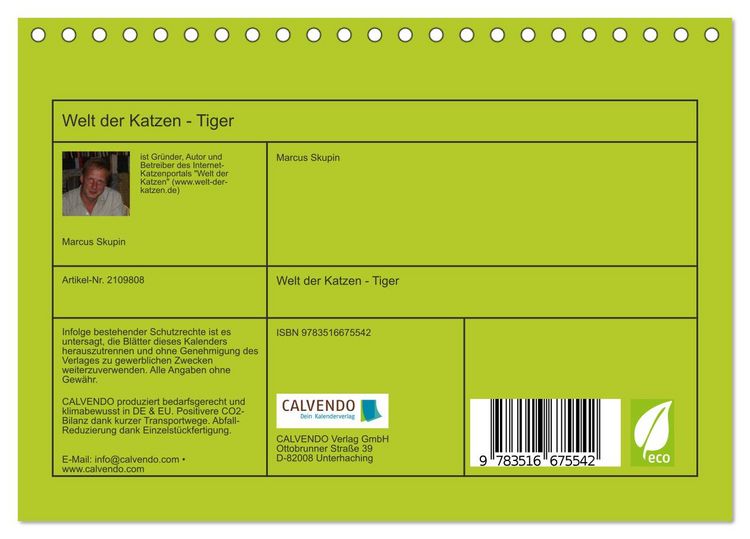 Produktbild: Welt der Katzen - Tiger (Tischkalender 2026 DIN A5 quer), CALVENDO Monatskalender