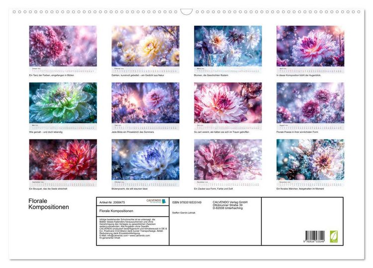 Produktbild: Florale Kompositionen (Wandkalender 2026 DIN A2 quer), CALVENDO Monatskalender