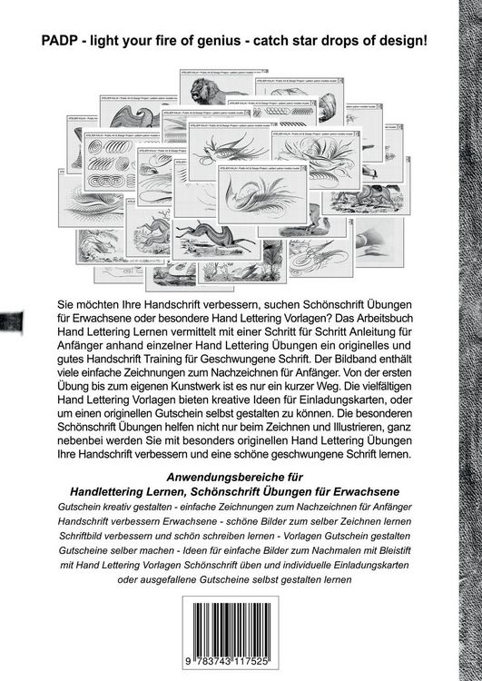 Produktbild: PADP-Script 11: Handlettering lernen mit Sch&ouml;nschrift &Uuml;bungen zum Zeichnen & Illustrieren - Handschrift Training f&uuml;r Geschwungene Schrift