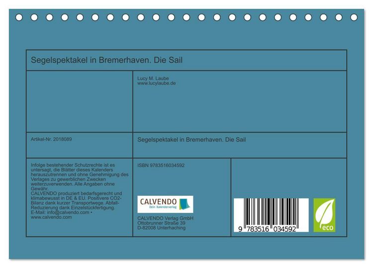 Produktbild: Segelspektakel in Bremerhaven. Die Sail (Tischkalender 2026 DIN A5 quer), CALVENDO Monatskalender