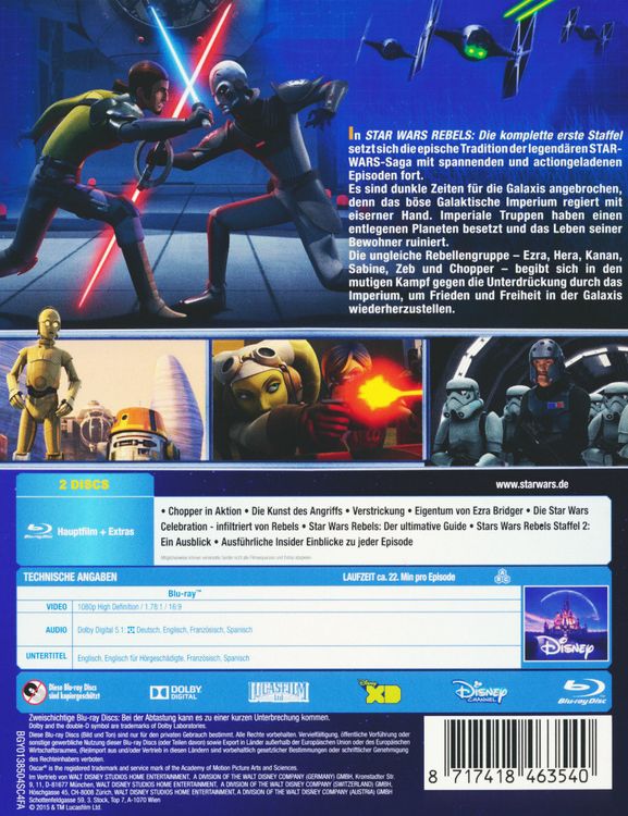Produktbild: Star Wars Rebels - Die komplette erste Staffel [2 BRs]