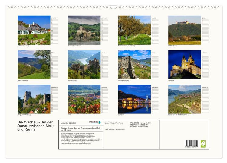 Produktbild: Die Wachau - An der Donau zwischen Melk und Krems (Wandkalender 2026 DIN A2 quer), CALVENDO Monatskalender